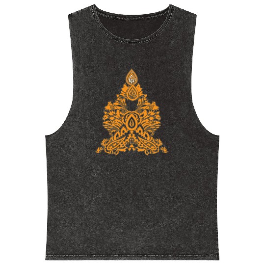 Boho Paisley Triangle • Ethnic Floral Vibe Mineral Wash Tank Tops