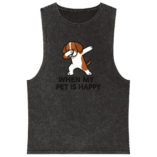 Dabbing Dog Pet Happiness Mineral Wash Tank Tops