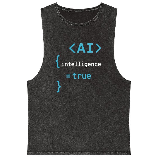 Minimalist Coding Syntax Graphic Mineral Wash Tank Tops