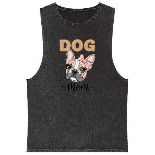 Frenchie Mom Mineral Wash Tank Tops