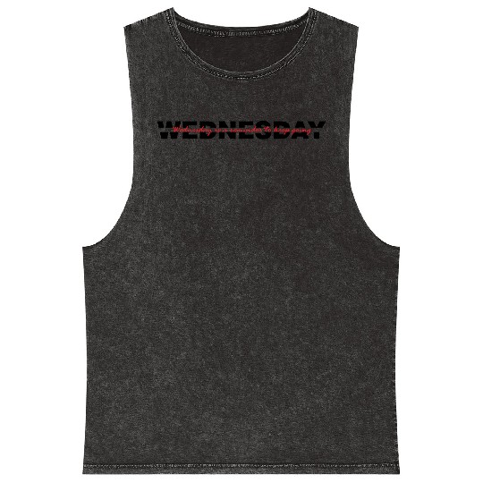 Wednesday Typography - Black Version Mineral Wash Tank Tops