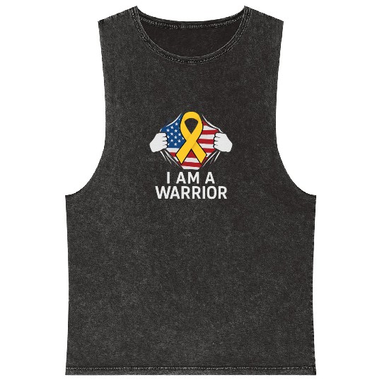 American Warrior of Strength & Awareness Mineral Wash Tank Tops