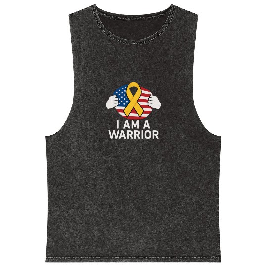 American Warrior of Strength & Awareness Mineral Wash Tank Tops