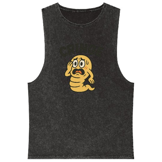 Cringe Meme Worm Illustration Mineral Wash Tank Tops