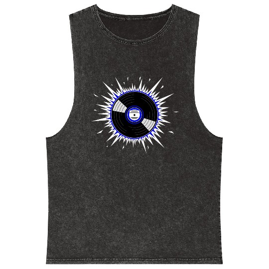 Vinyl Record Starburst Design Mineral Wash Tank Tops