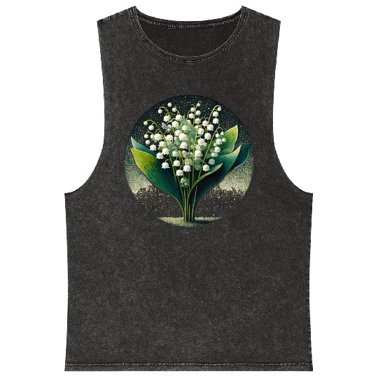 Mystical Lily of the Valley Illustration Mineral Wash Tank Tops
