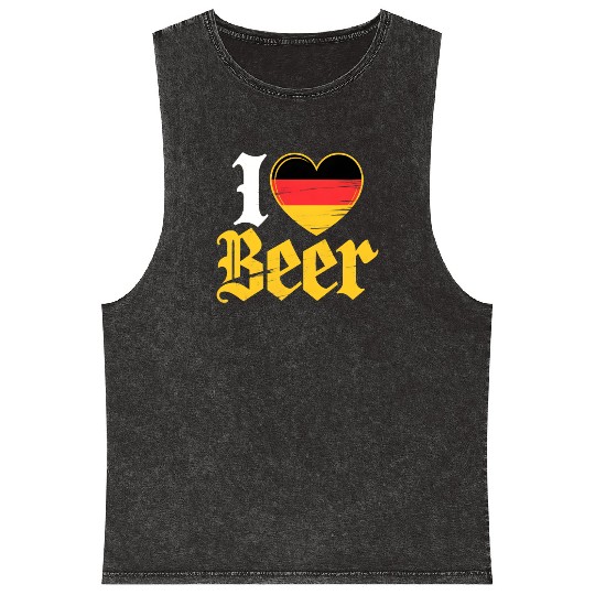 I Love Beer German Bier Funny Germany Flag Mineral Wash Tank Tops