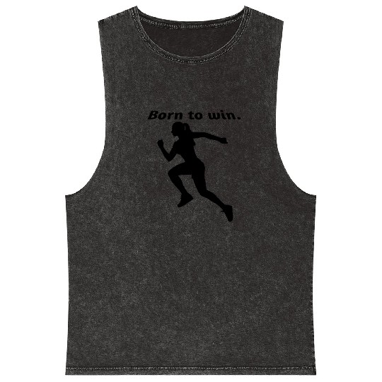 Empowering Born to Win Text Design Mineral Wash Tank Tops