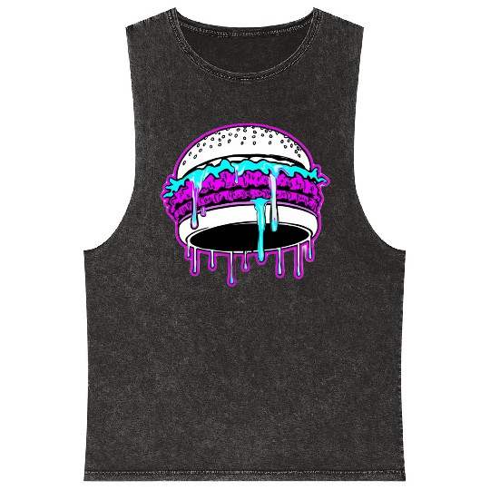 Taste The Glitch Burger – Neon Food Fantasy  Mineral Wash Tank Tops