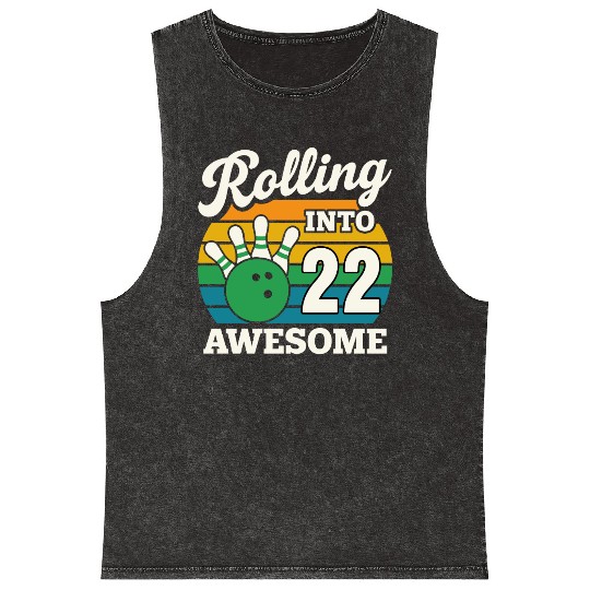 Rolling Into 21 Bowling Celebration Mineral Wash Tank Tops