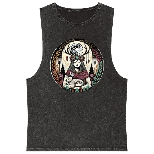 Celestial Dreamcatcher Mystic Illustration Mineral Wash Tank Tops