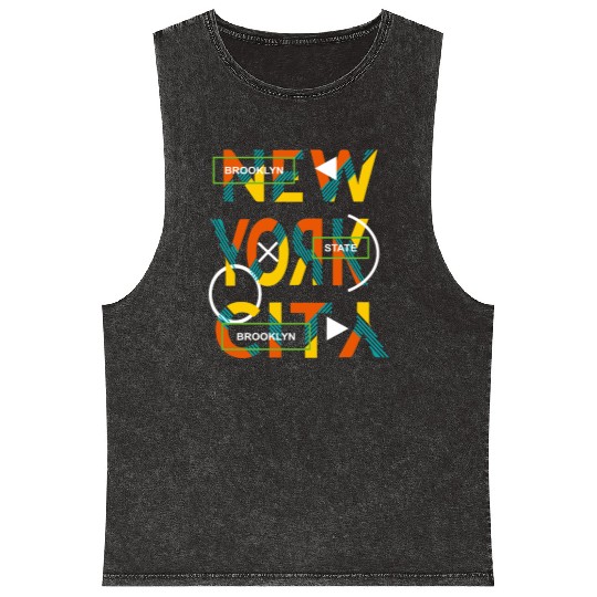 Urban Brooklyn State Love New york city Mineral Wash Tank Tops