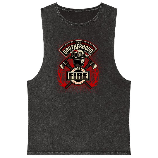 Brotherhood of Fire Firefighter Emblem Mineral Wash Tank Tops