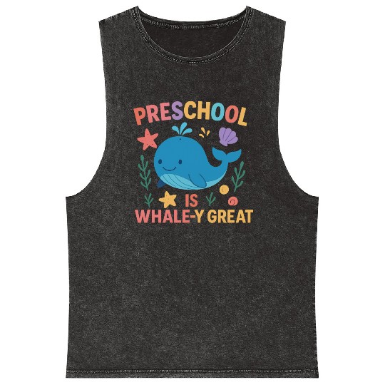 Preschool is Whale-y Great Preschool Teacher-Ocean Mineral Wash Tank Tops