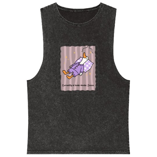 Silly Goose in Honk-Mode Pajama Design Mineral Wash Tank Tops