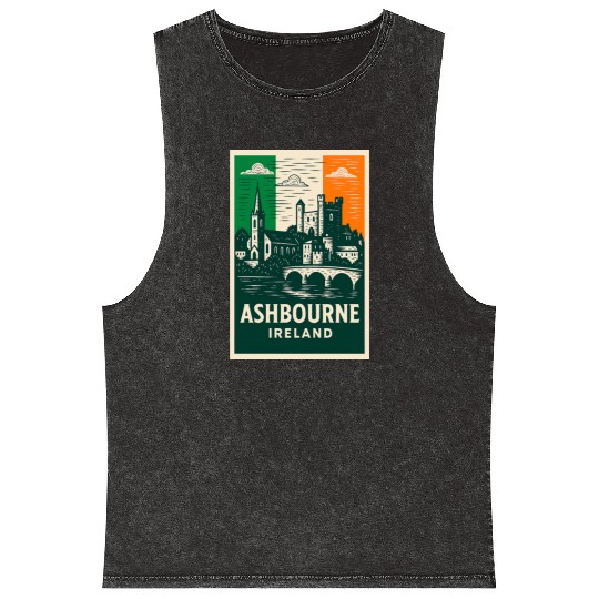 Irish Villagescape with Castle and Church Mineral Wash Tank Tops