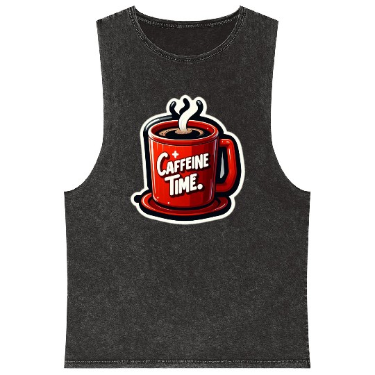 Caffeine Time Bold Graphic Mineral Wash Tank Tops