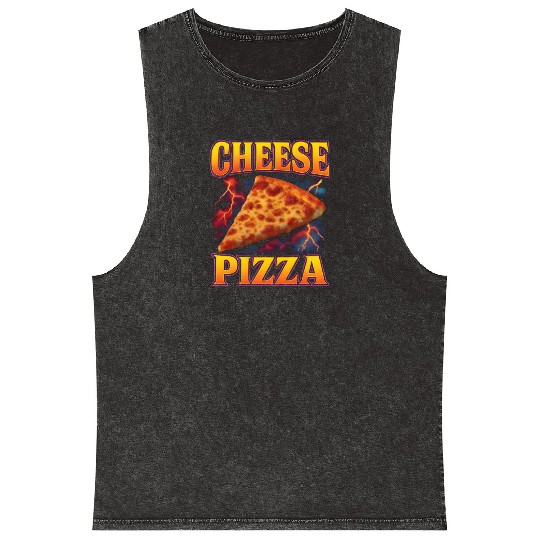 Cheese Pizza Favorite Food Weird 90s Cheese Pizza Mineral Wash Tank Tops