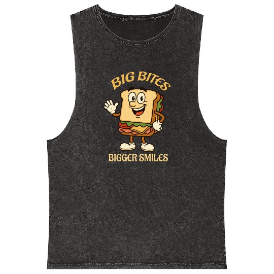 big bites bigger smiles - sandwich Mineral Wash Tank Tops