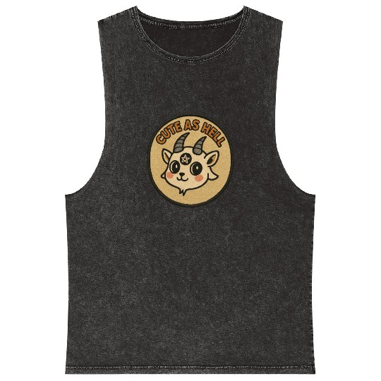 Enchanting Goat Illustration  Mineral Wash Tank Tops