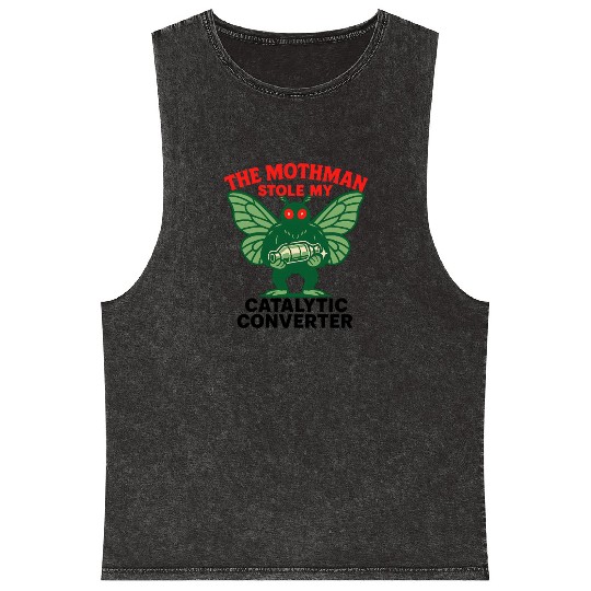 The Mothman Stole My Catalytic Converter – Green M Mineral Wash Tank Tops