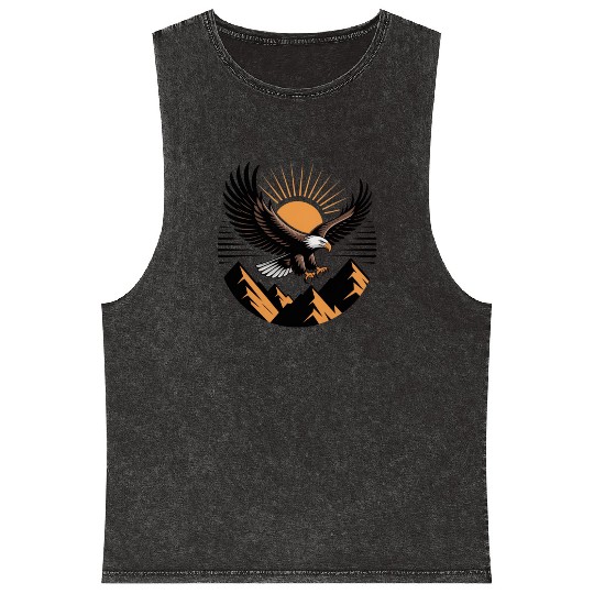 Majestic Eagle Sunset Graphic Mineral Wash Tank Tops