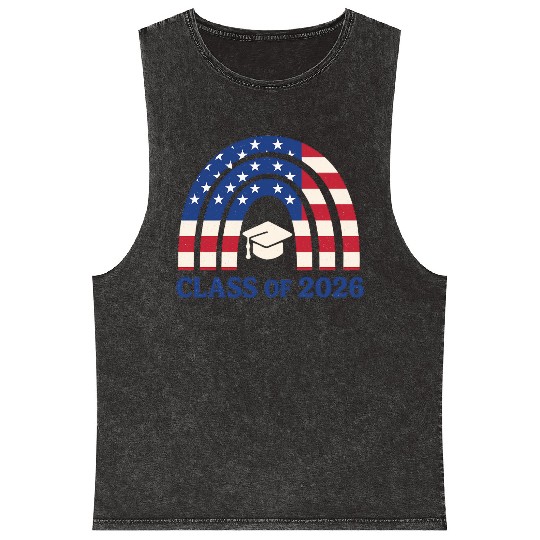 Senior 2026 | Graduation Class of 2026 Blue Design Mineral Wash Tank Tops