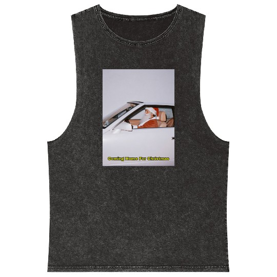 Santa's Joyful Ride Card Design Mineral Wash Tank Tops