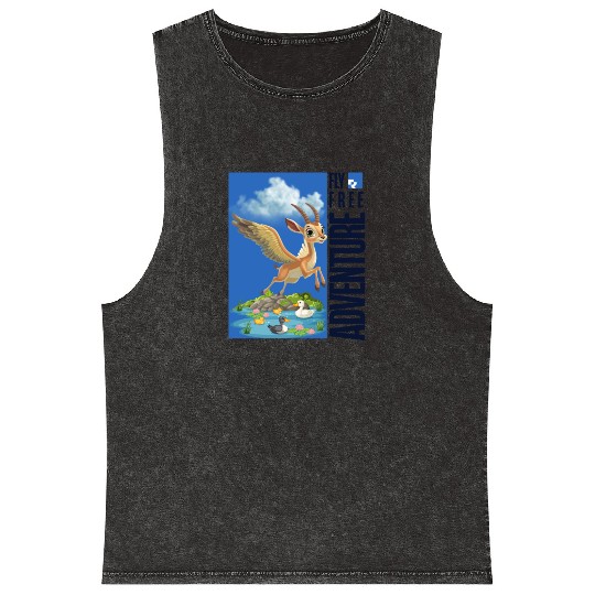 Flying Mythical Waterfowl with Adventure Theme Mineral Wash Tank Tops