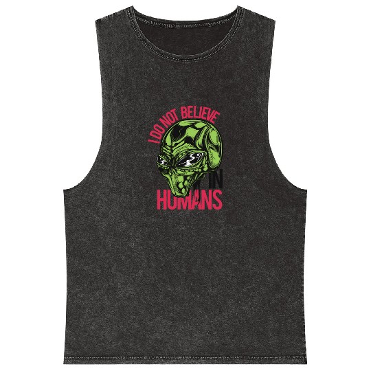 Alien Skull with Mind Control Mineral Wash Tank Tops