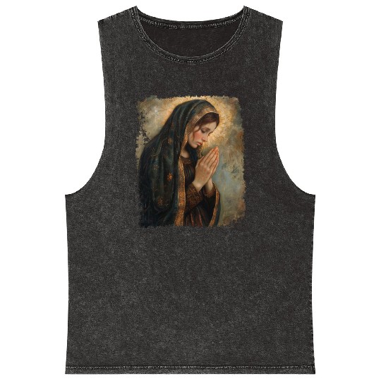 Saint Mary Praying Mother of Jesus Mineral Wash Tank Tops