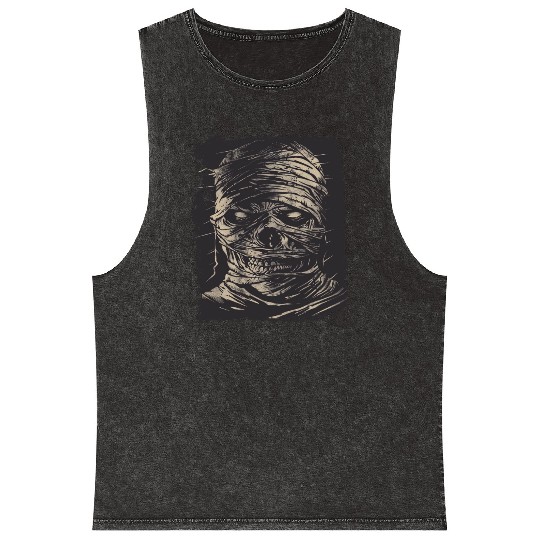 Halloween Scary Mummy  Mineral Wash Tank Tops