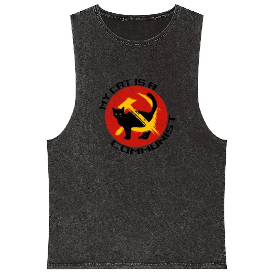 My Cat Is A Communist For Cat Lovers Mineral Wash Tank Tops