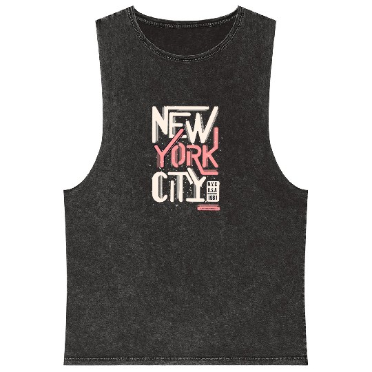 Urban New York City Typography Design Mineral Wash Tank Tops