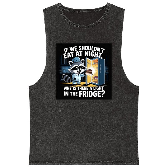 Light in the Fridge Funny Midnight Snack Quote Mineral Wash Tank Tops