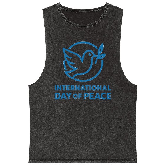 Peace Dove with Olive Branch Illustration Mineral Wash Tank Tops
