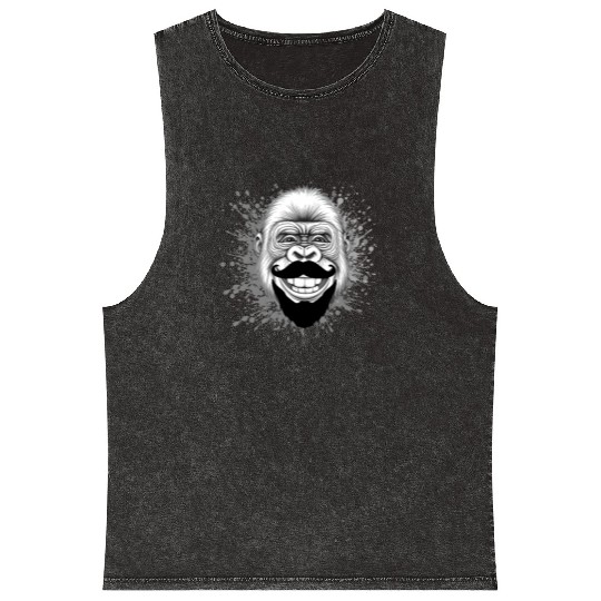 Regal Gorilla with Crown and Mustache Mineral Wash Tank Tops