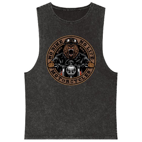 Roaring Bear Motorcycle Bike Life Mineral Wash Tank Tops
