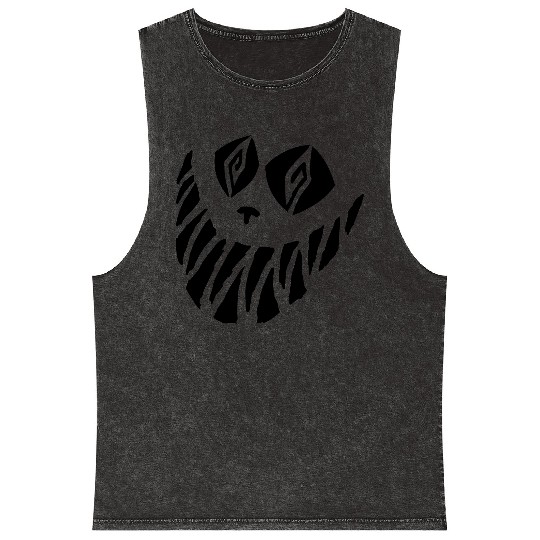 Crazy Cheshire Cat Face Mineral Wash Tank Tops