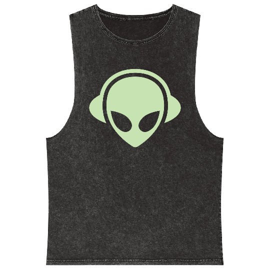 Alien headphones Glow in the dark Mineral Wash Tank Tops
