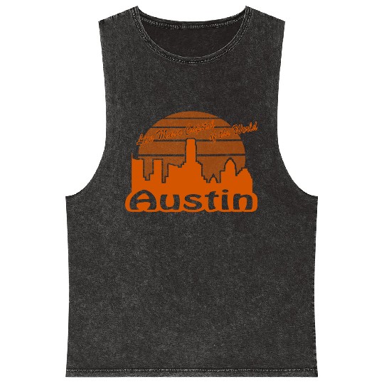 Austin Texas burnt orange Mineral Wash Tank Tops