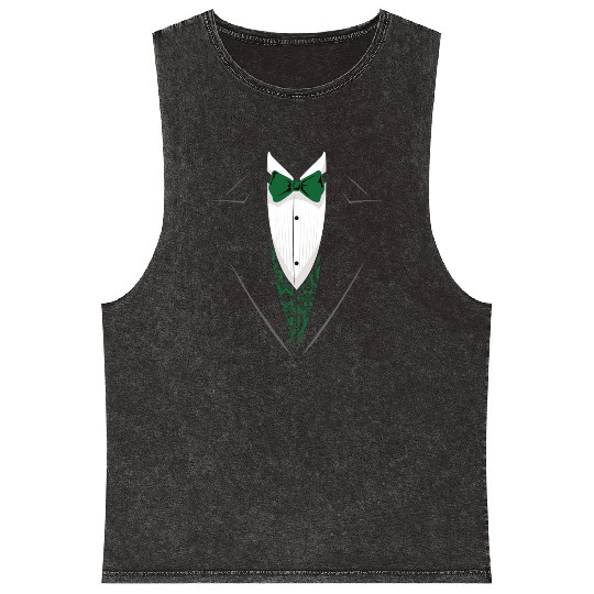Green Tuxedo Mineral Wash Tank Tops