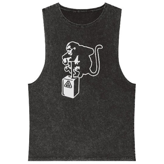 Banksy Detinator Monkey Outline Mineral Wash Tank Tops
