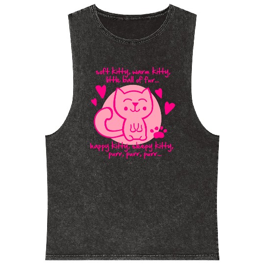 soft kitty, warm kitty, little ball of fur... Mineral Wash Tank Tops