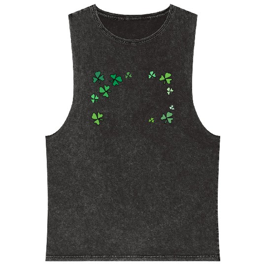 Dark green shamrocks, St Patrick's Mineral Wash Tank Tops