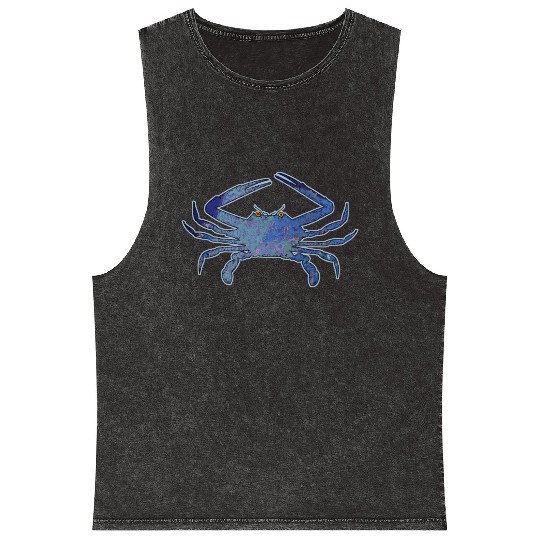 Blue Crab Mineral Wash Tank Tops