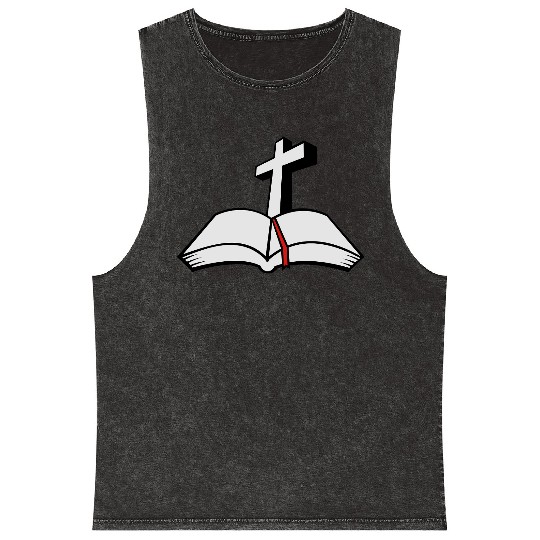 cross open bible 3c Mineral Wash Tank Tops