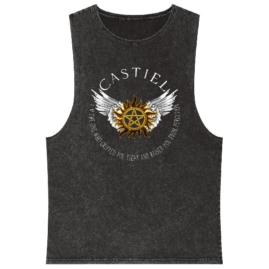 Castiel Protection Symbol Mineral Wash Tank Tops