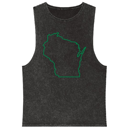 Wisconsin State Outline Design Mineral Wash Tank Tops
