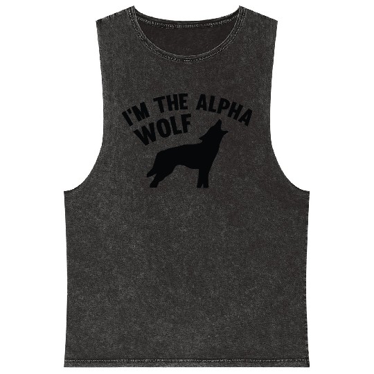 I'm The Alpha Wolf Mineral Wash Tank Tops